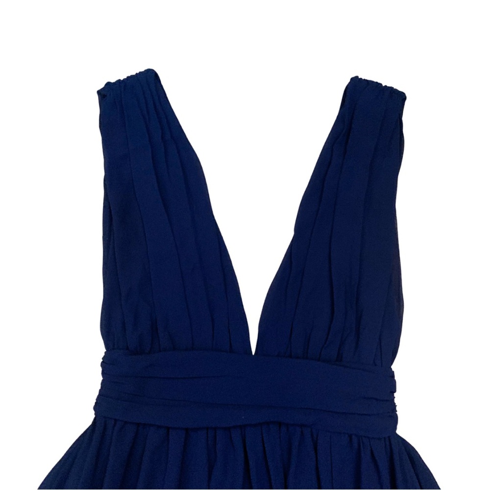 Lulu’s Navy Blue Sleeveless VNeck Long Formal Maxi Dress XS Chiffon Evening Gown - Picture 3 of 12